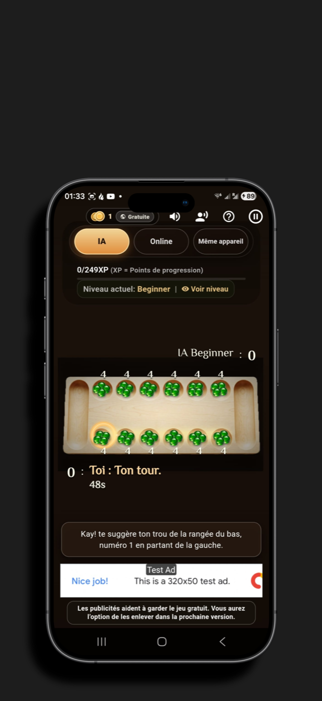 Mode IA de Mancala Kay