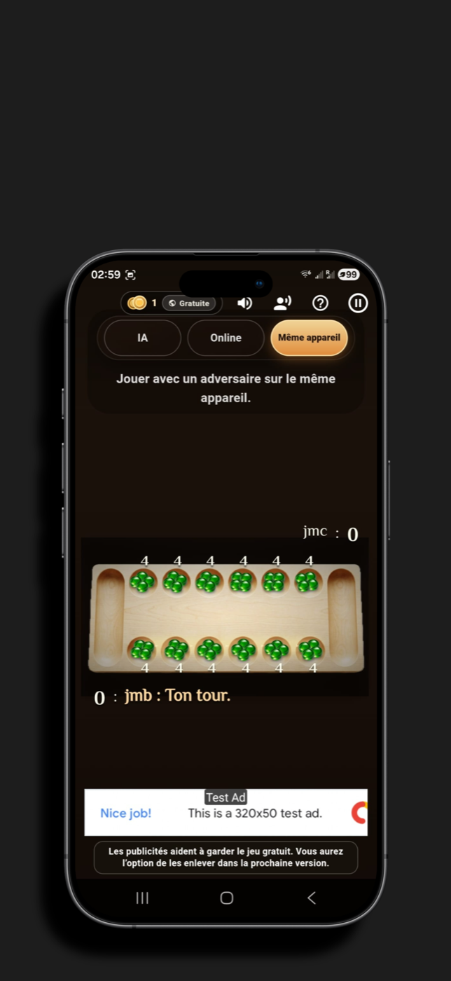 Mode même appareil de Mancala Kay